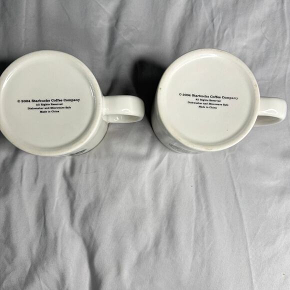 Set of 2 Starbucks Coffee Mugs 2004 Vintage 2 Sided Green Siren Logo - Picture 4 of 6